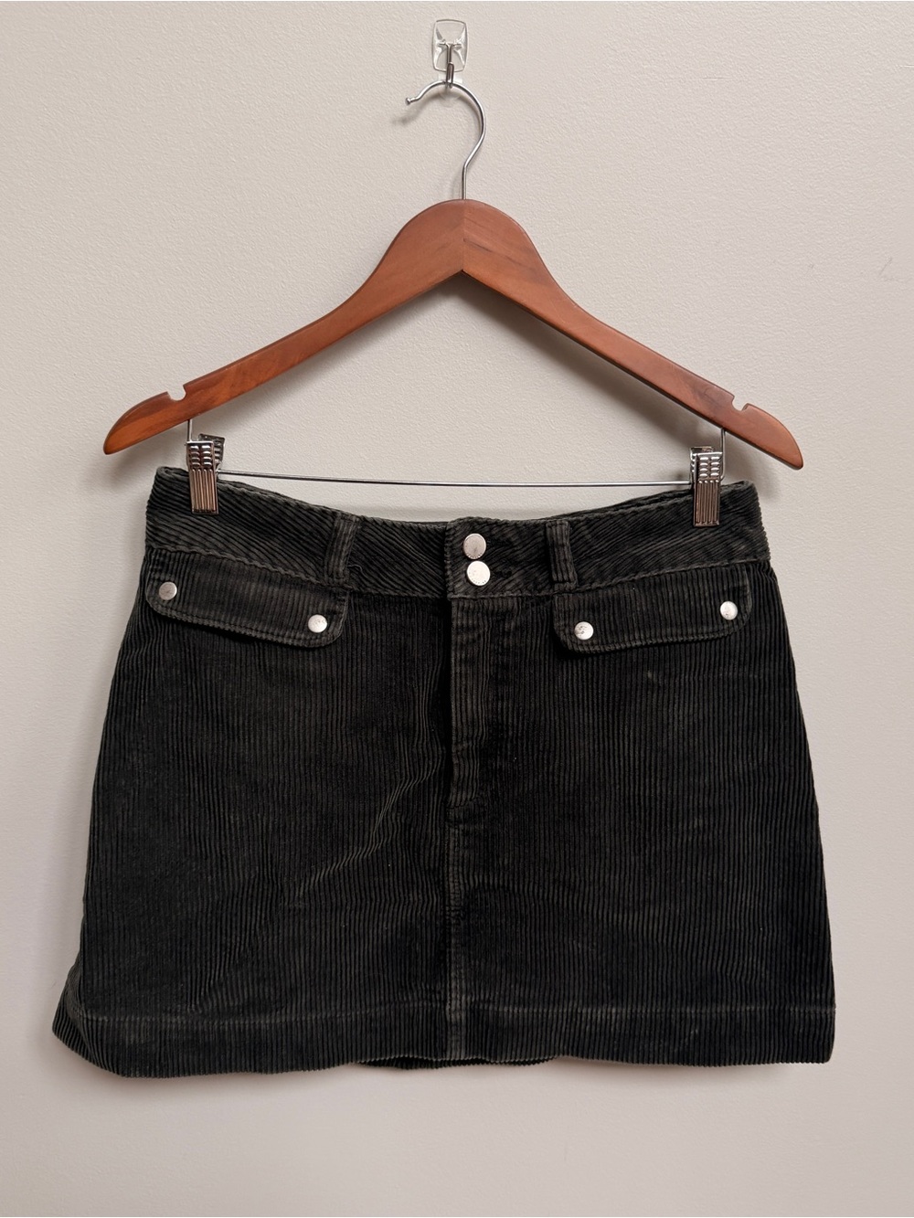 Dark green/grey  Corduroy Mini Skirt Womens large